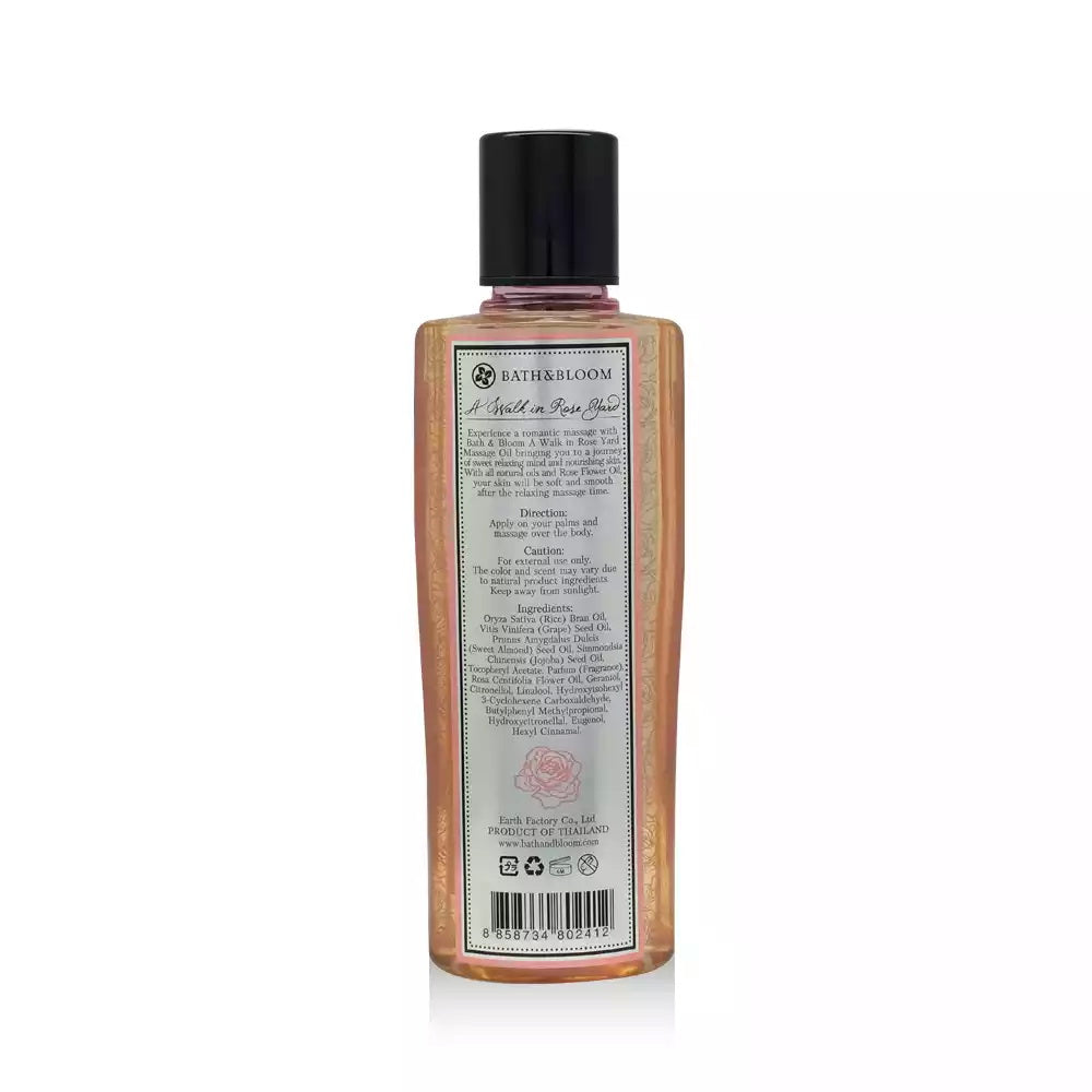 BATH and BLOOM A Walk in Rose Yard Massage Oil Back