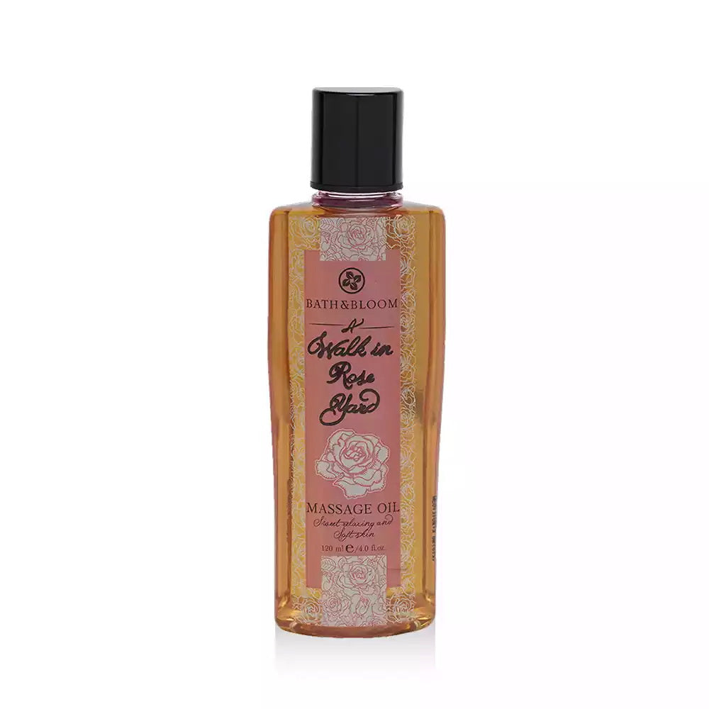 BATH and BLOOM A Walk in Rose Yard Massage Oil Front