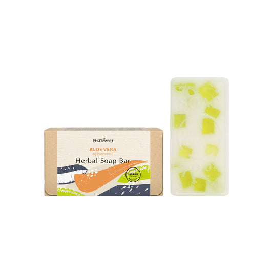 PHUTAWAN Aloe Vera Herbal Soap Bar with Organic Coconut Oil 3.52 oz. (Pack of 6)