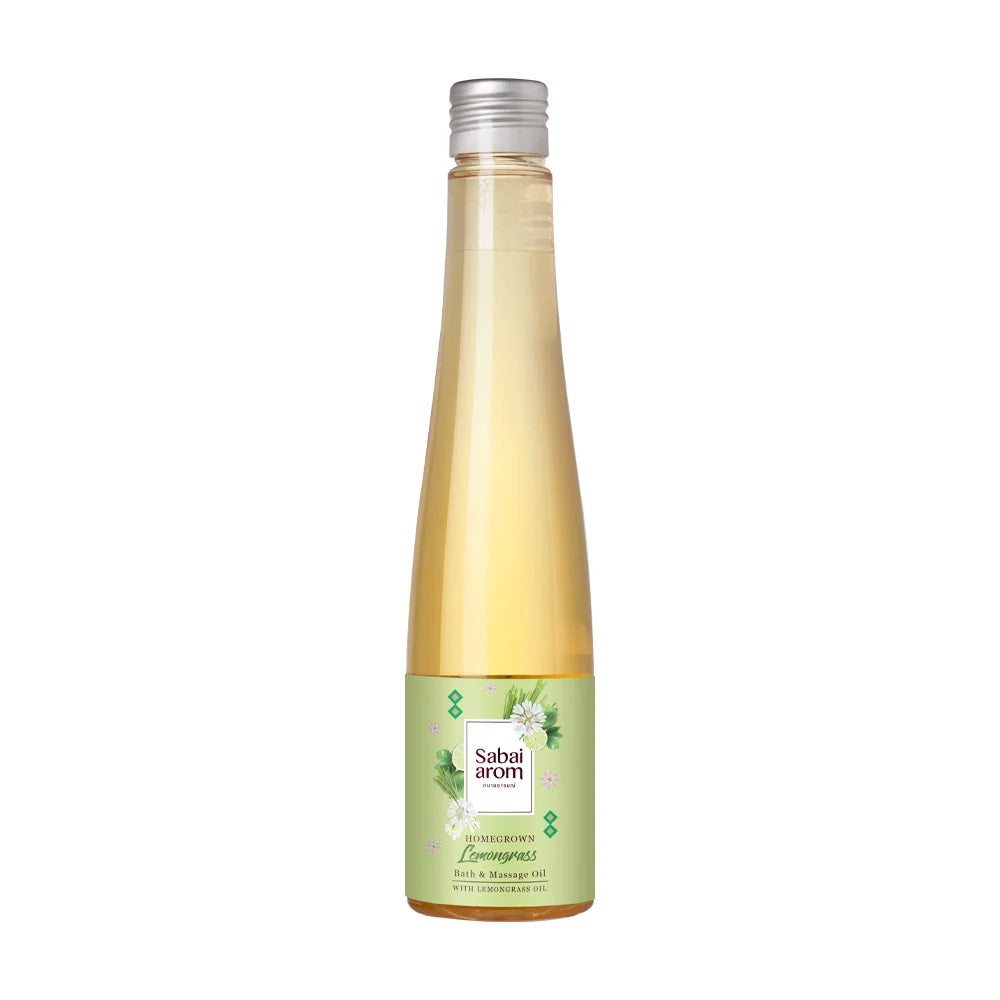 SABAI AROM Homegrown Lemongrass Bath and Massage Oil 6.76 Fl Oz. (Pack of 2)