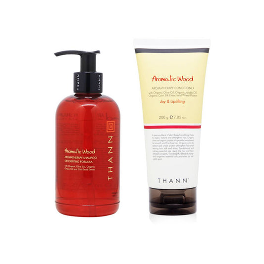 THANN Aromatic Wood Aromatherapy Shampoo and Conditioner Set.