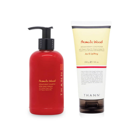 THANN Aromatic Wood Extra Shine Shampoo and Conditioner Set.